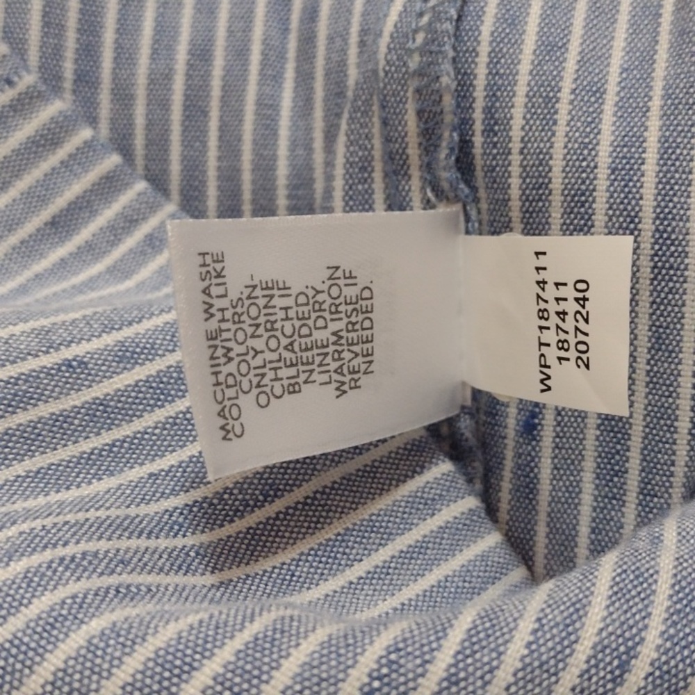 J Jill Linen Stretch Chambray Pinstripe Cropped Pants w Ankle Buttons Size M NWT - Picture 12 of 14
